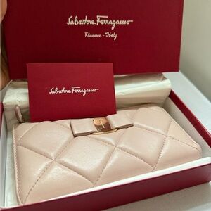 Salvatore Ferragamo Blush Quilted Wallet Long